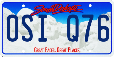 SD license plate 0SIQ76