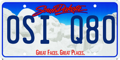 SD license plate 0SIQ80