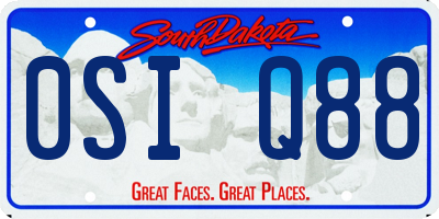 SD license plate 0SIQ88