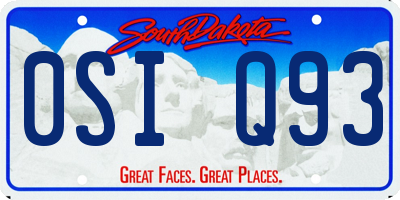 SD license plate 0SIQ93