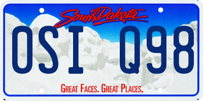 SD license plate 0SIQ98