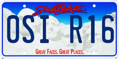 SD license plate 0SIR16