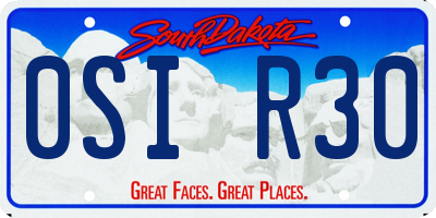 SD license plate 0SIR30