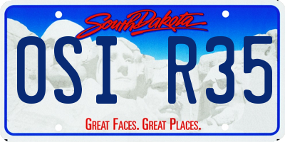 SD license plate 0SIR35