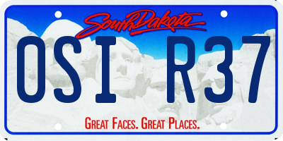SD license plate 0SIR37