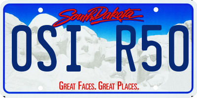SD license plate 0SIR50