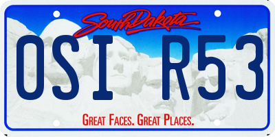 SD license plate 0SIR53