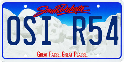 SD license plate 0SIR54
