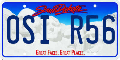 SD license plate 0SIR56