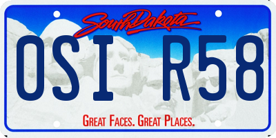 SD license plate 0SIR58