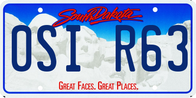 SD license plate 0SIR63