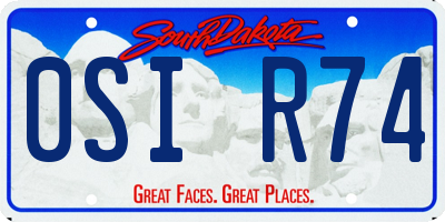 SD license plate 0SIR74