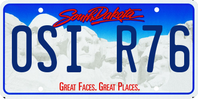 SD license plate 0SIR76
