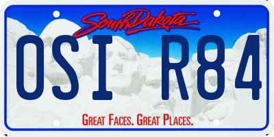 SD license plate 0SIR84