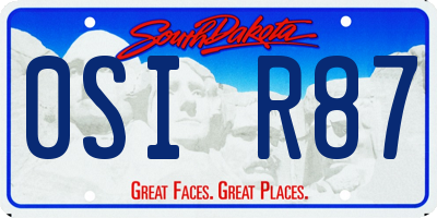 SD license plate 0SIR87