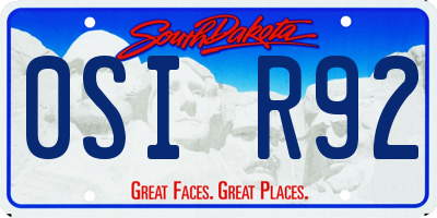 SD license plate 0SIR92