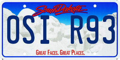 SD license plate 0SIR93