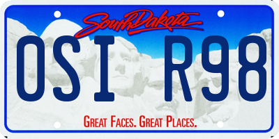 SD license plate 0SIR98