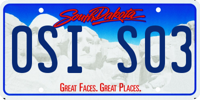 SD license plate 0SIS03