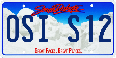SD license plate 0SIS12