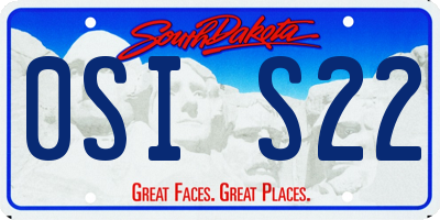 SD license plate 0SIS22
