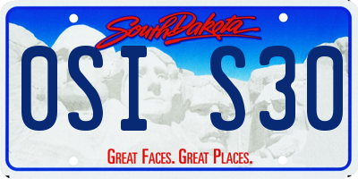 SD license plate 0SIS30