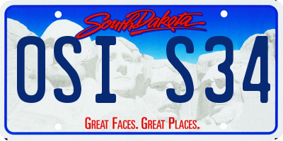 SD license plate 0SIS34