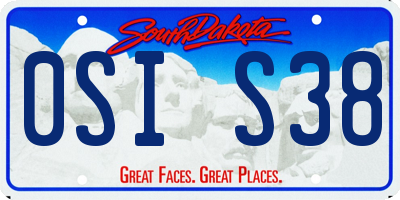 SD license plate 0SIS38