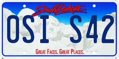 SD license plate 0SIS42