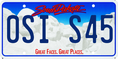 SD license plate 0SIS45
