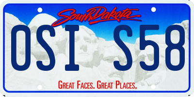 SD license plate 0SIS58