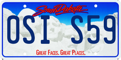 SD license plate 0SIS59