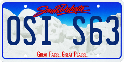 SD license plate 0SIS63