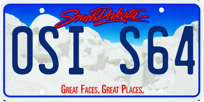 SD license plate 0SIS64