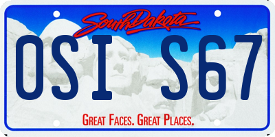 SD license plate 0SIS67