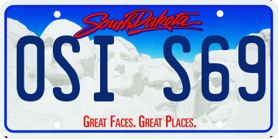 SD license plate 0SIS69