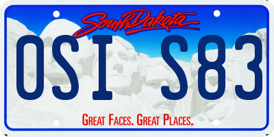 SD license plate 0SIS83