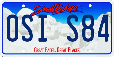 SD license plate 0SIS84