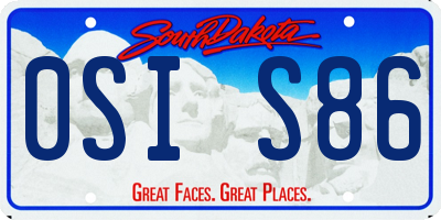 SD license plate 0SIS86