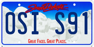 SD license plate 0SIS91