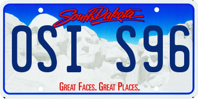 SD license plate 0SIS96