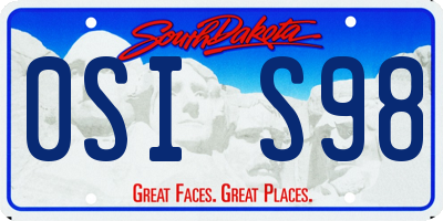 SD license plate 0SIS98