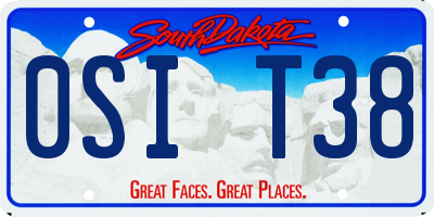 SD license plate 0SIT38