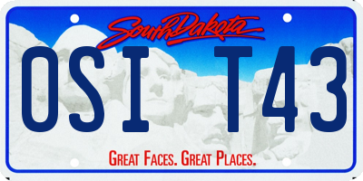 SD license plate 0SIT43