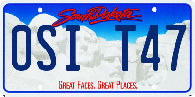 SD license plate 0SIT47