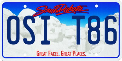 SD license plate 0SIT86