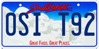 SD license plate 0SIT92