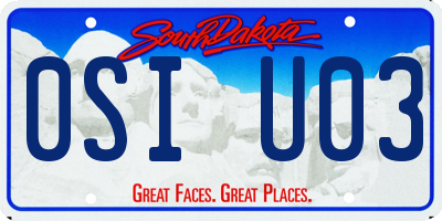 SD license plate 0SIU03