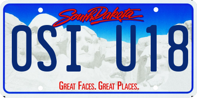 SD license plate 0SIU18