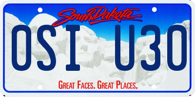 SD license plate 0SIU30